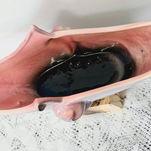 VINTAGE HULL 71 PARCHMENT GREY AND PINK CONSOLE PLANTER CENTERPIECE BOWL 12.5" - Picture 8 of 12